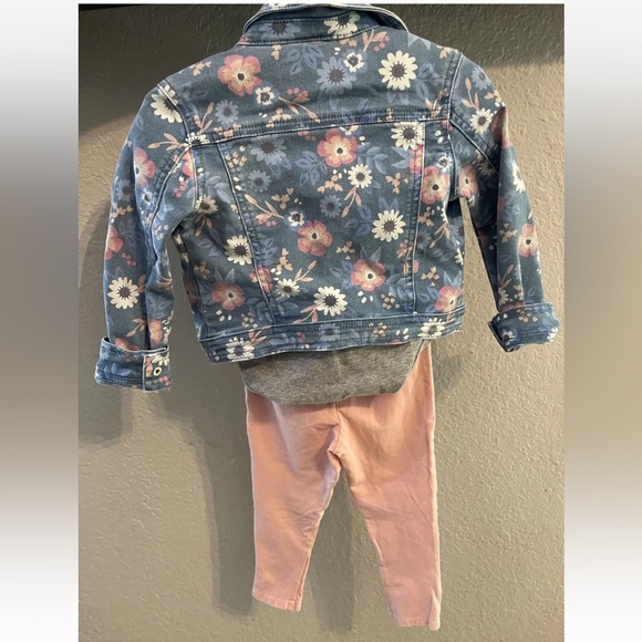 Denim Jean Jacket 3pc Size 2T Floral Legging Set Outfit Tucker Tate. - Picture 7 of 8